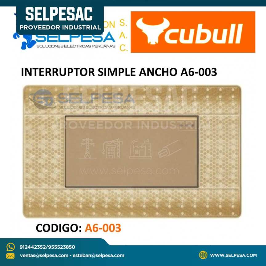 CUBULL INTERRUPTOR SIMPLE ANCHO DORADO