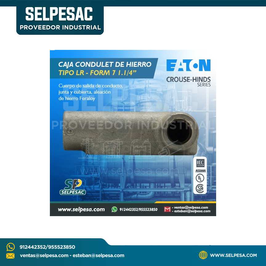 EATON CROUSE HINDS - CAJA CONDULET DE HIERRO TIPO LR - FORM 7 - 1.1/4´´