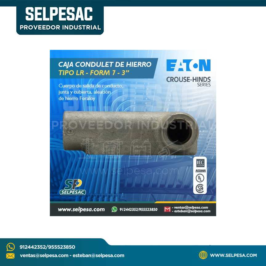 EATON CROUSE HINDS - CAJA CONDULET DE HIERRO TIPO LR - FORM 7 -  3´´