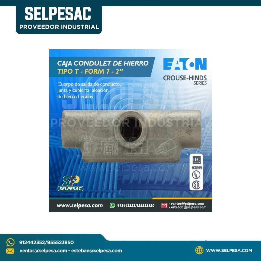 EATON CROUSE HINDS - CAJA CONDULET DE HIERRO TIPO T - FORM 7 -  2´´