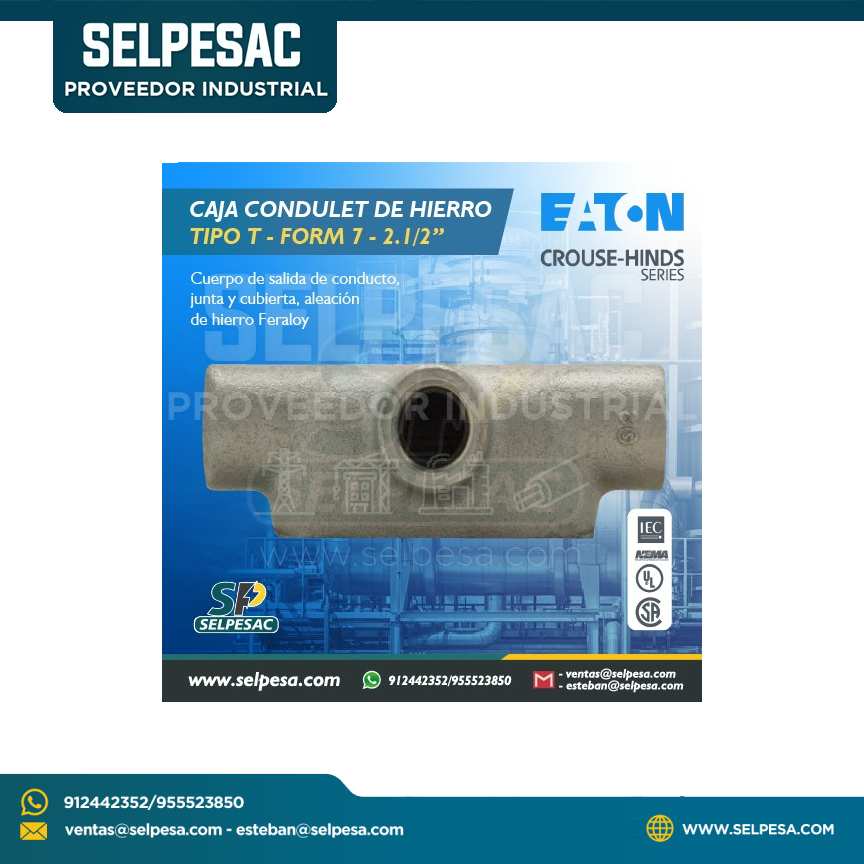 EATON CROUSE HINDS - CAJA CONDULET DE HIERRO TIPO T - FORM 7 -  2.1/2´´