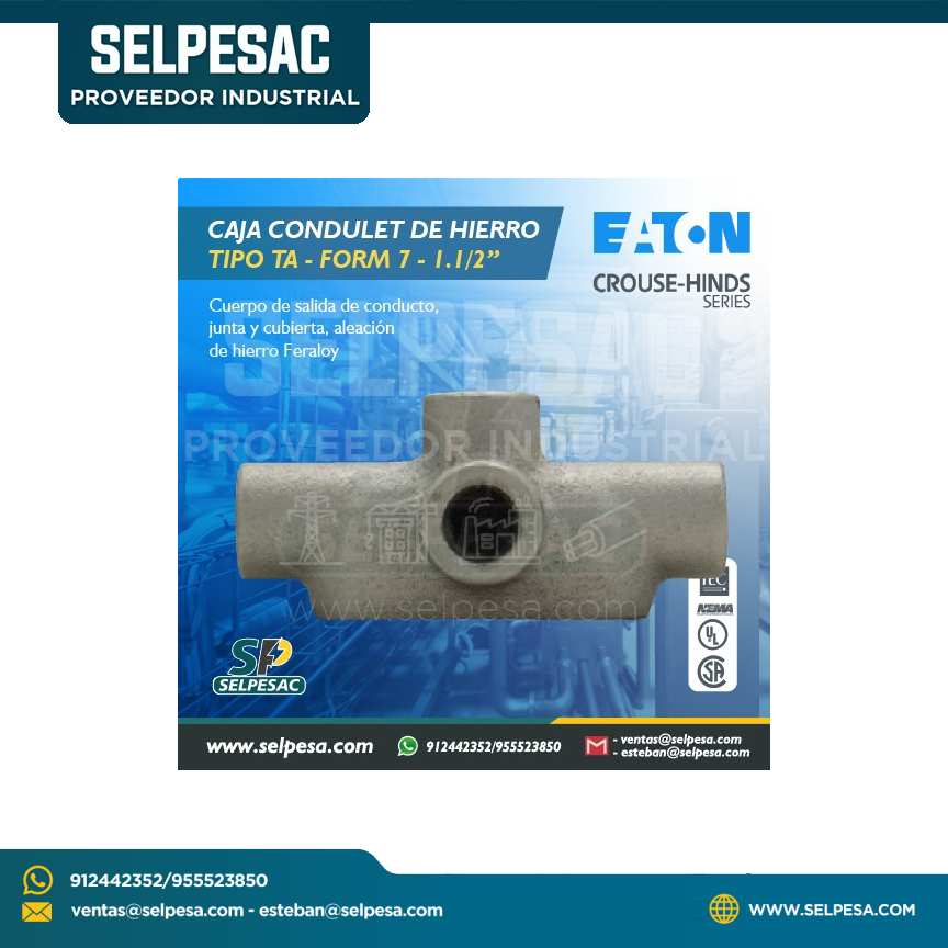 EATON CROUSE HINDS - CAJA CONDULET DE HIERRO TIPO TA - FORM 7 - 1.1/2´´