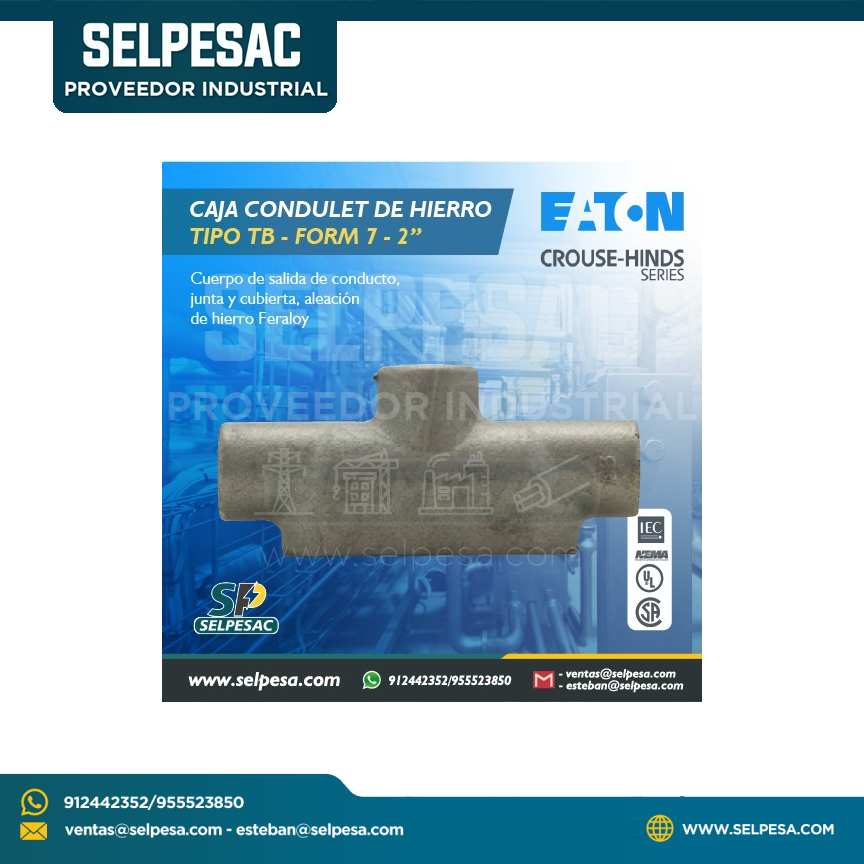 EATON CROUSE HINDS - CAJA CONDULET DE HIERRO TIPO TB - FORM 7 - 2´´