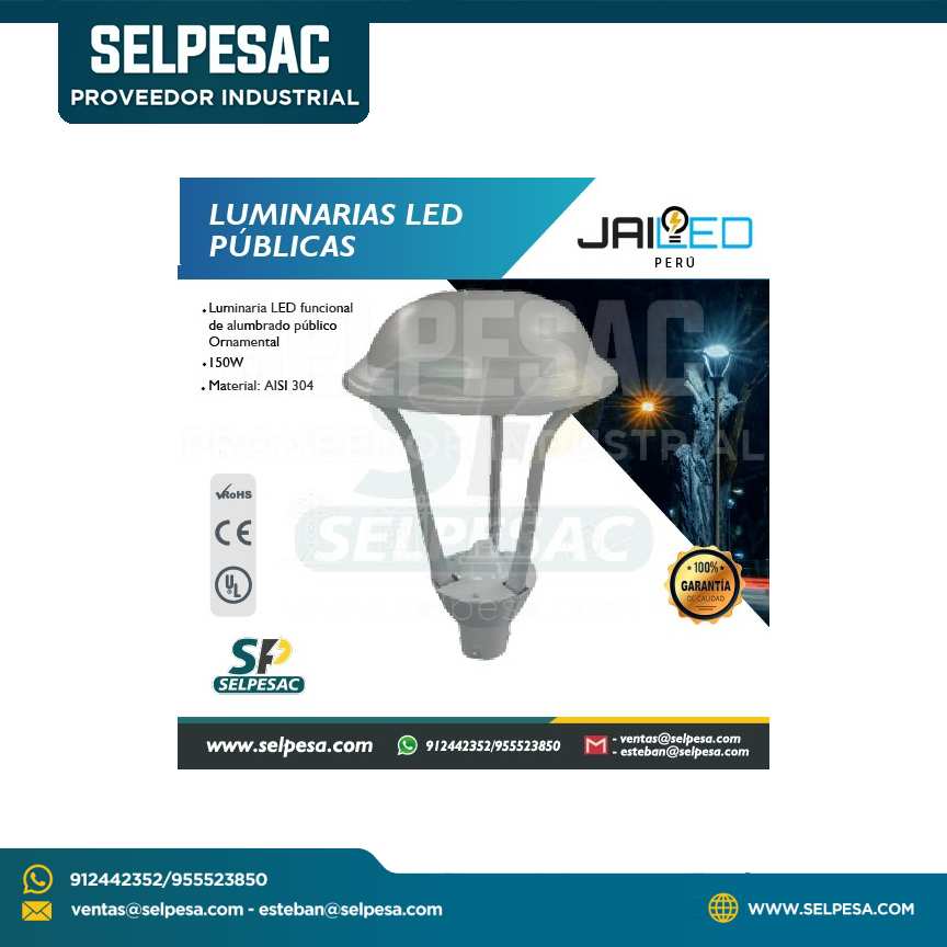 JAILED - LUMINARIAS LED PUBLICAS FAROLA ORNAMENTAL P/EXTERIOR- 150W