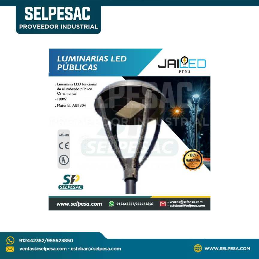 JAILED - LUMINARIAS LED PUBLICAS FAROLA ORNAMENTAL P/EXTERIOR - 100W