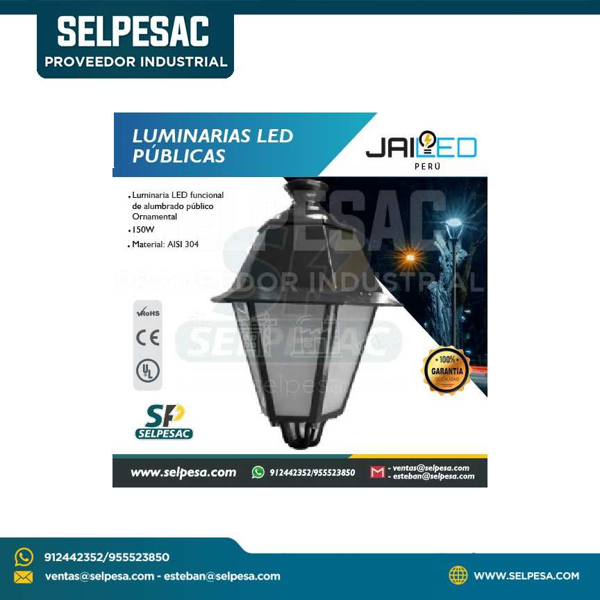 JAILED - LUMINARIAS LED PUBLICAS FAROLA ORNAMENTAL P/EXTERIOR - 150W