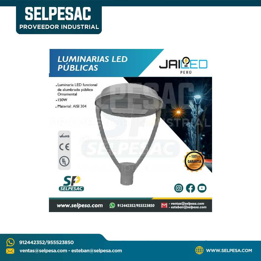 JAILED - LUMINARIAS LED PUBLICAS FAROLA ORNAMENTAL P/EXTERIOR - 150W