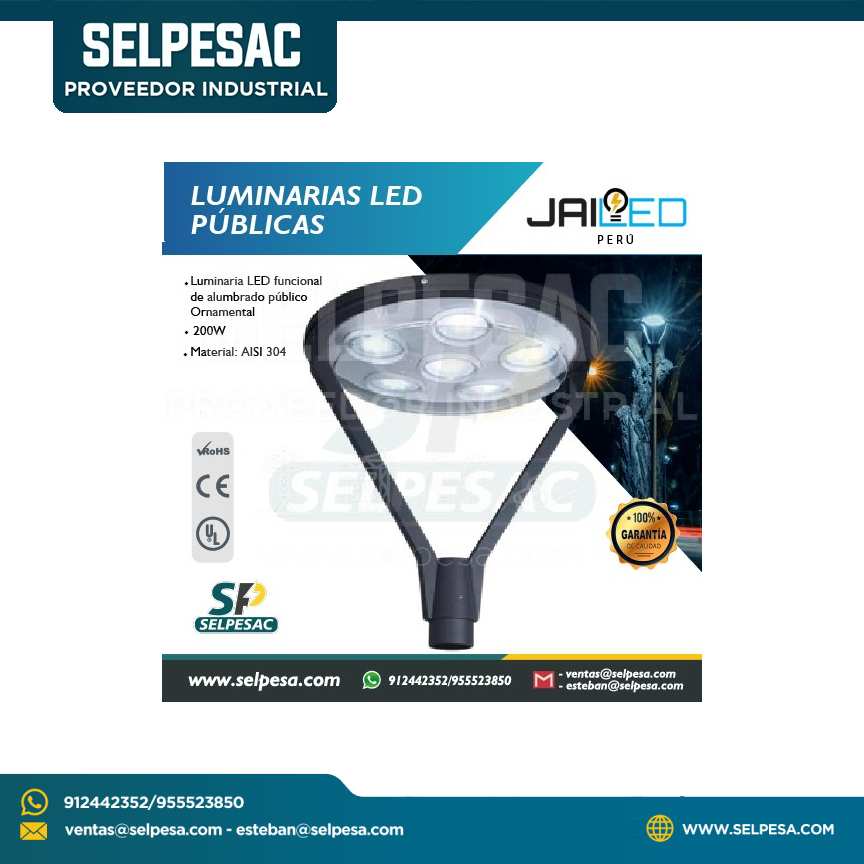 JAILED - LUMINARIAS LED PUBLICAS FAROLA ORNAMENTA P/EXTERIORL- 200W