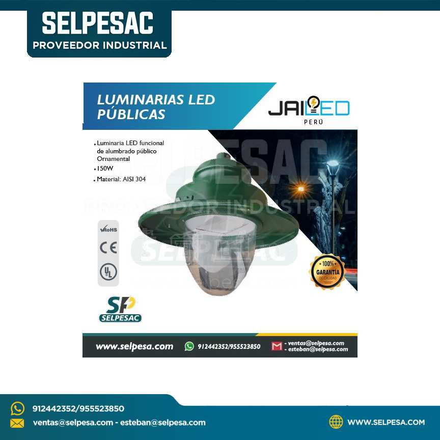 JAILED - LUMINARIAS LED PUBLICAS FAROLA ORNAMENTAL P/EXTERIOR - 150W