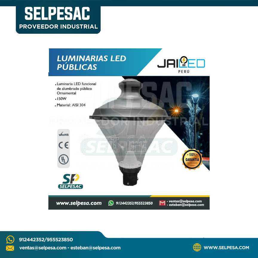 JAILED - LUMINARIAS LED PUBLICAS FAROLA ORNAMENTAL P/EXTERIOR - 150W