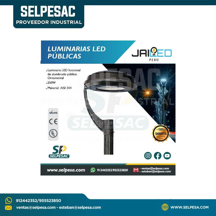 JAILED - LUMINARIAS LED PUBLICAS FAROLA ORNAMENTAL P/EXTERIOR- 250W