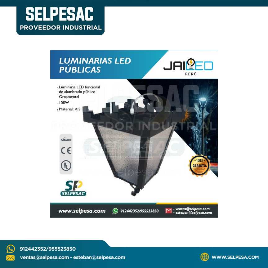 JAILED - LUMINARIAS LED PUBLICAS FAROLAS ORNAMENTAL P/EXTERIOR - 150W