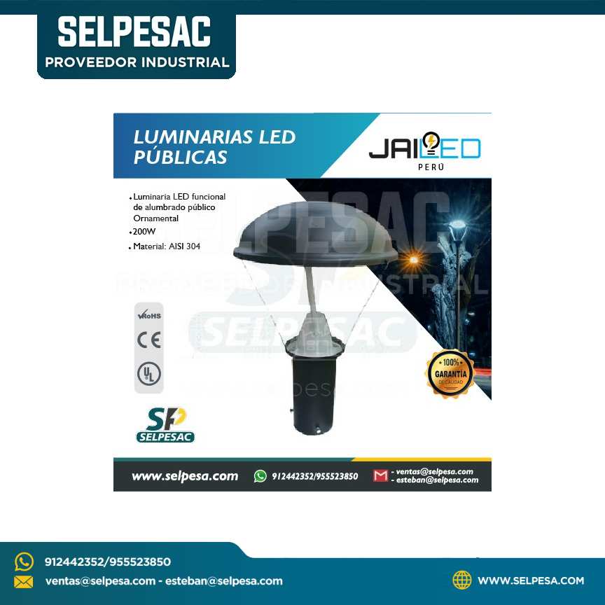 JAILED - LUMINARIAS LED PUBLICAS FAROLA ORNAMENTAL P/EXTERIOR - 200W