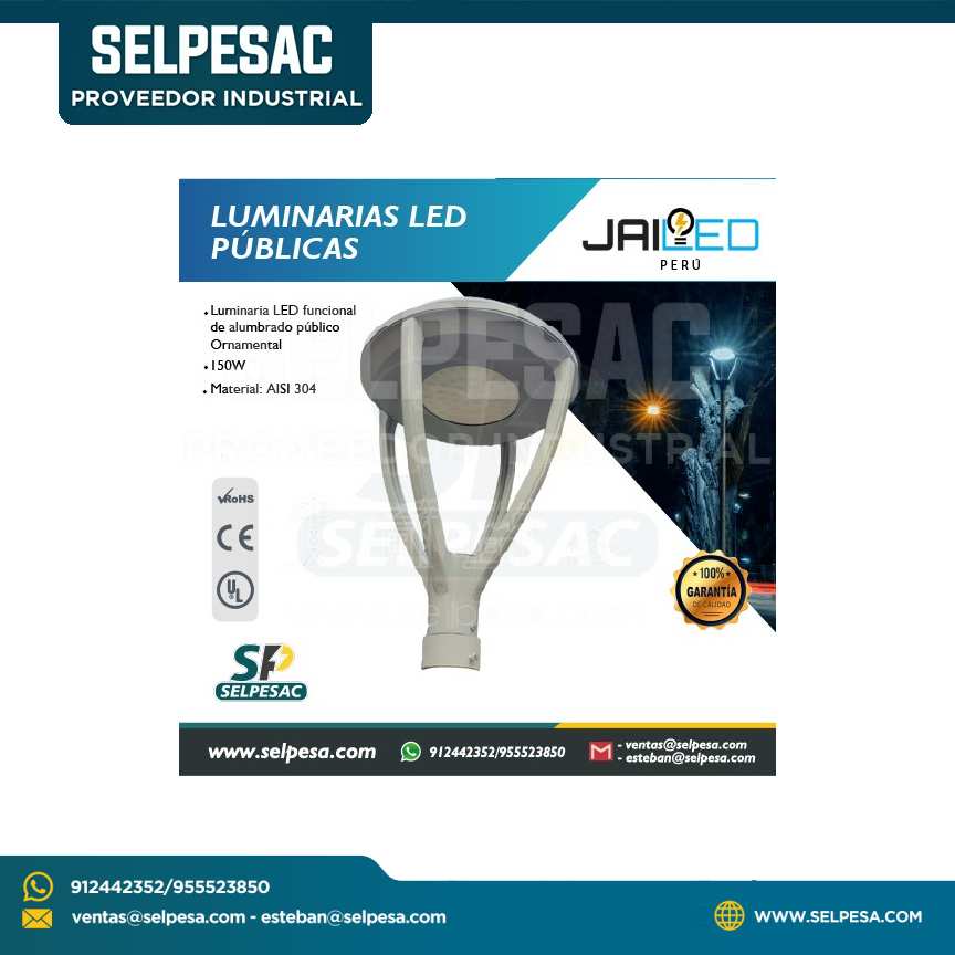 JAILED - LUMINARIAS LED PUBLICAS FAROLA ORNAMENTAL EXTERIOR  - 150W