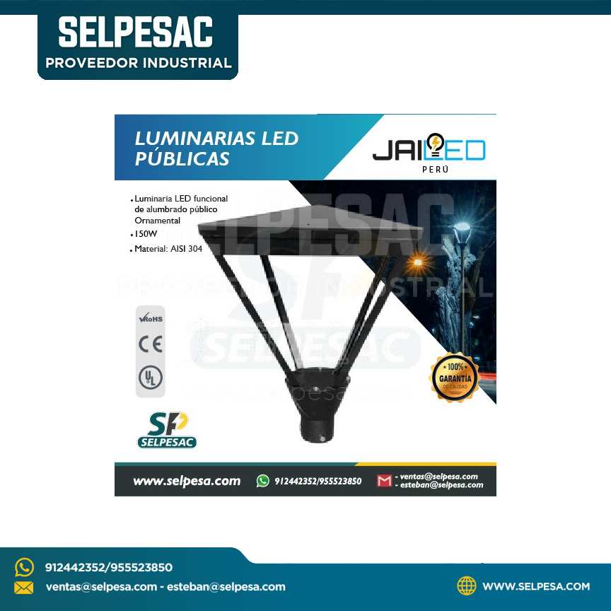 JAILED - LUMINARIAS LED PUBLICAS FAROLA ORNAMENTAL P/EXTERIOR- 150W