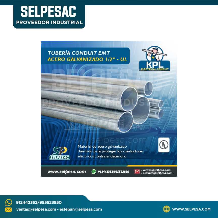 KPL - TUBERÍA CONDUIT EMT ACERO GALVANIZADO 1/2´´ - UL