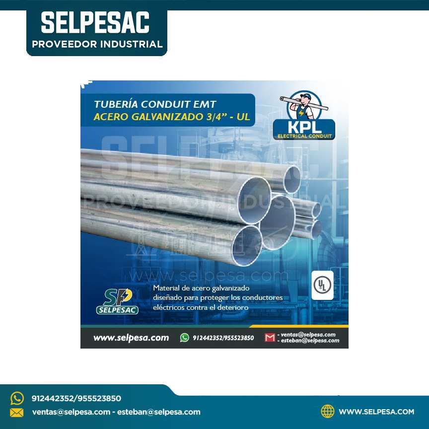 KPL - TUBERÍA CONDUIT EMT ACERO GALVANIZADO 3/4´´ - UL