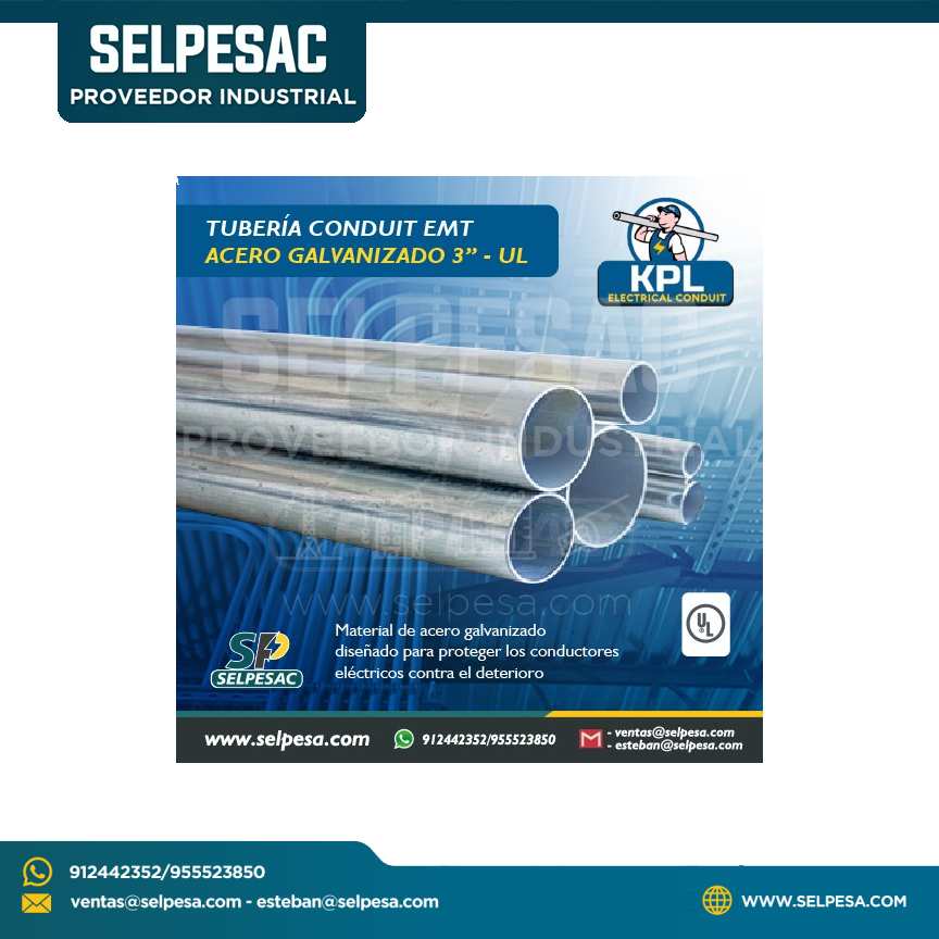 KPL - TUBERÍA CONDUIT EMT ACERO GALVANIZADO 3´´ - UL