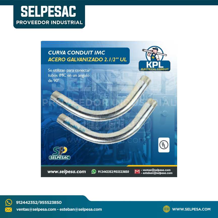 KPL - CURVA CONDUIT IMC ACERO GALVANIZADO 2.1/2´´ UL 90°