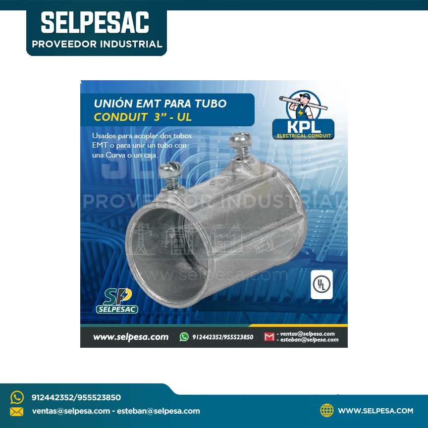 KPL - CONECTOR EMT PARA TUBO CONDUIT 3´´ UL ZINC