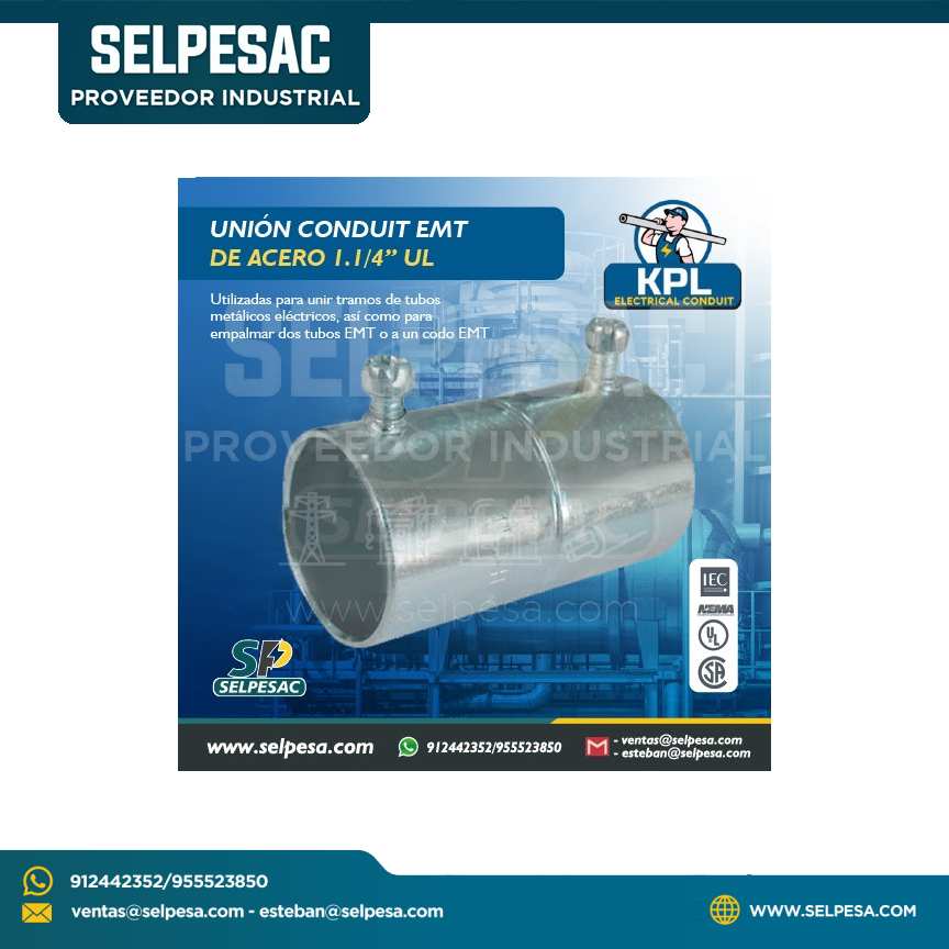 KPL - UNIÓN EMT PARA TUBO CONDUIT 1.1/4´´ UL ACERO