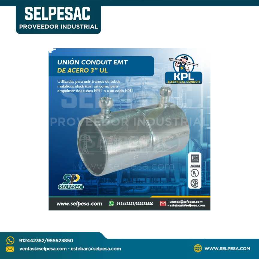 KPL - UNIÓN EMT PARA TUBO CONDUIT 3´´ UL ACERO