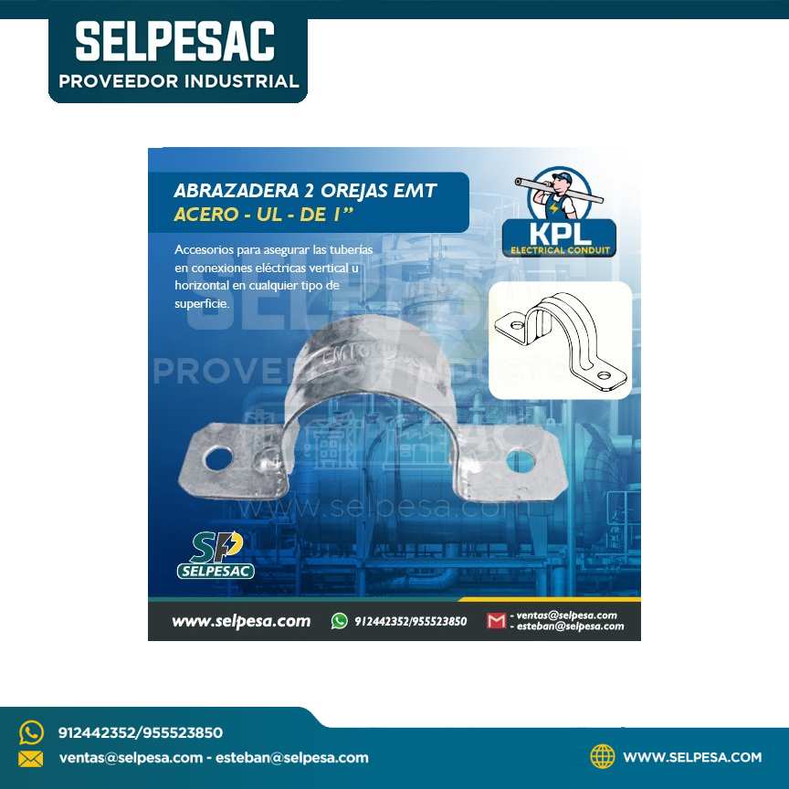 KPL - ABRAZADERA 2 OREJAS EMT ACERO 1´´  C/UL