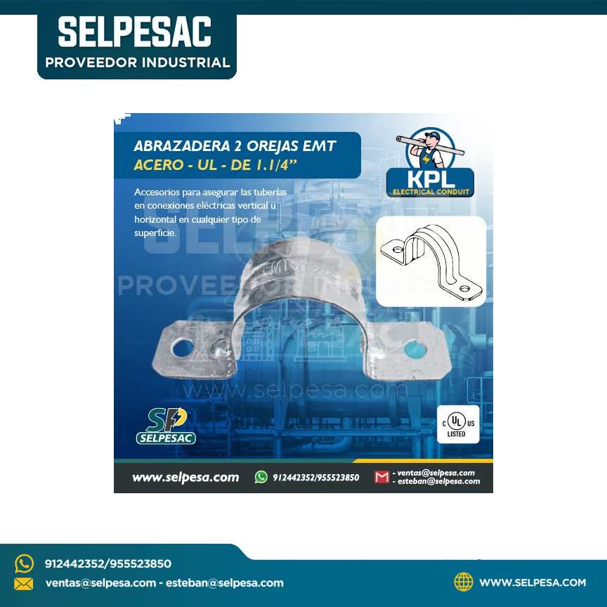 KPL - ABRAZADERA 2 OREJAS EMT ACERO 1.1/4´´  C/UL