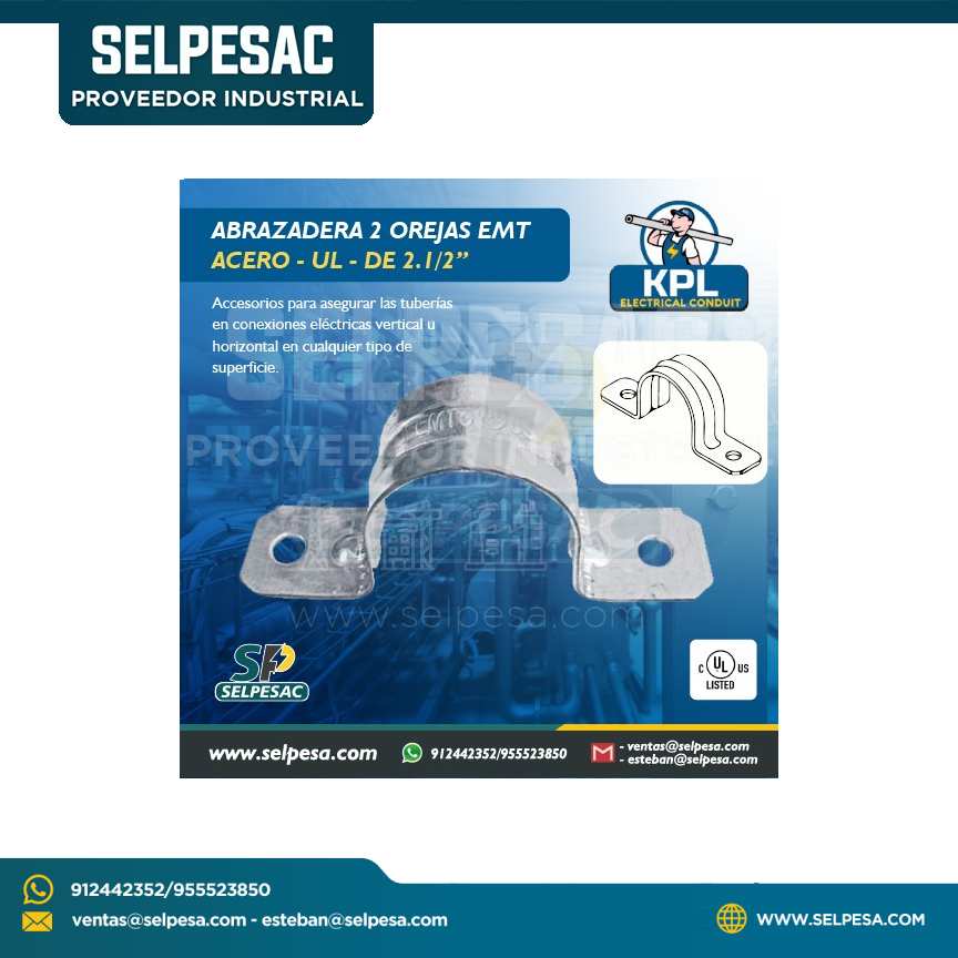 KPL - ABRAZADERA 2 OREJAS EMT ACERO 2.1/2´´  C/UL