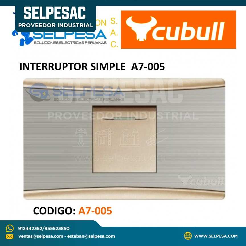 CUBULL INTERRUPTOR SIMPLE METAL PLATEADO