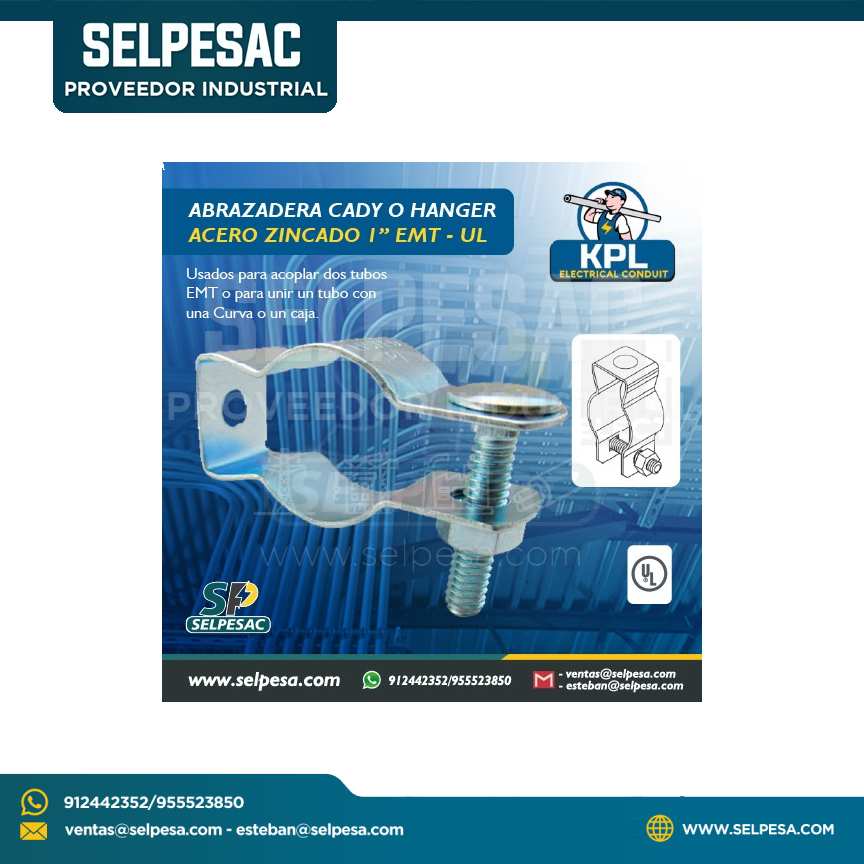 KPL - ABRAZADERAS CADY ACERO ZINCADO 1´´ EMT C/UL