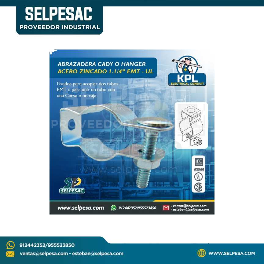 KPL - ABRAZADERAS CADY ACERO ZINCADO 1.1/4´´ EMT C/UL