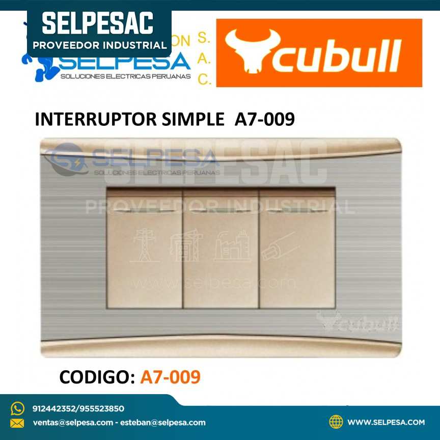CUBULL INTERRUPTOR TRIPLE METAL PLATEADO