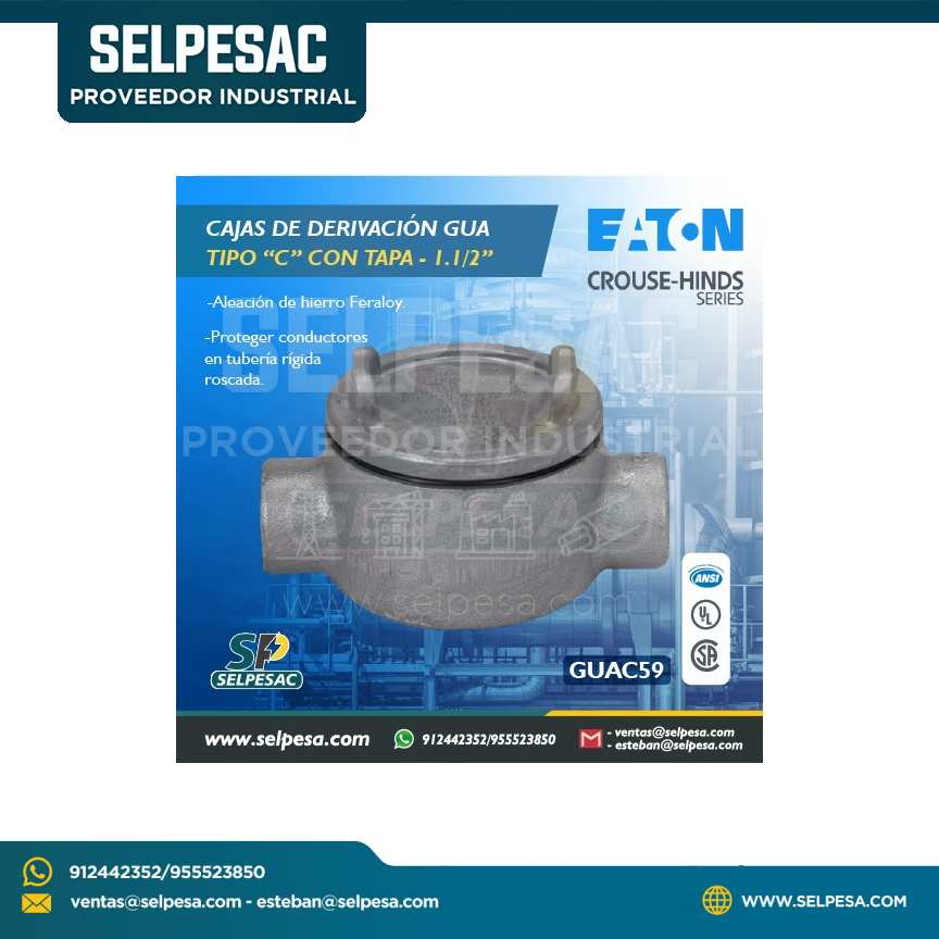 EATON CROUSE HINDS - CAJA DE DERIVACIÓN GUAC C/TAPA 1.1/2´´ HIERRO