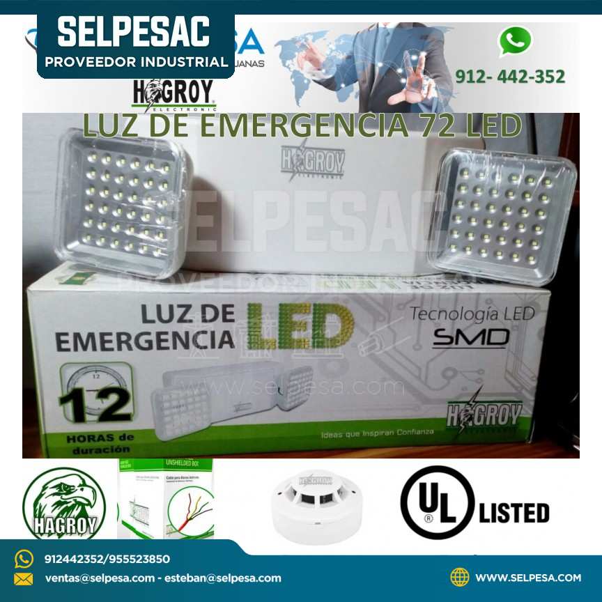 HAGROY LUZ DE EMERGENCIA 72 LED 12 HORAS UL BLANCO