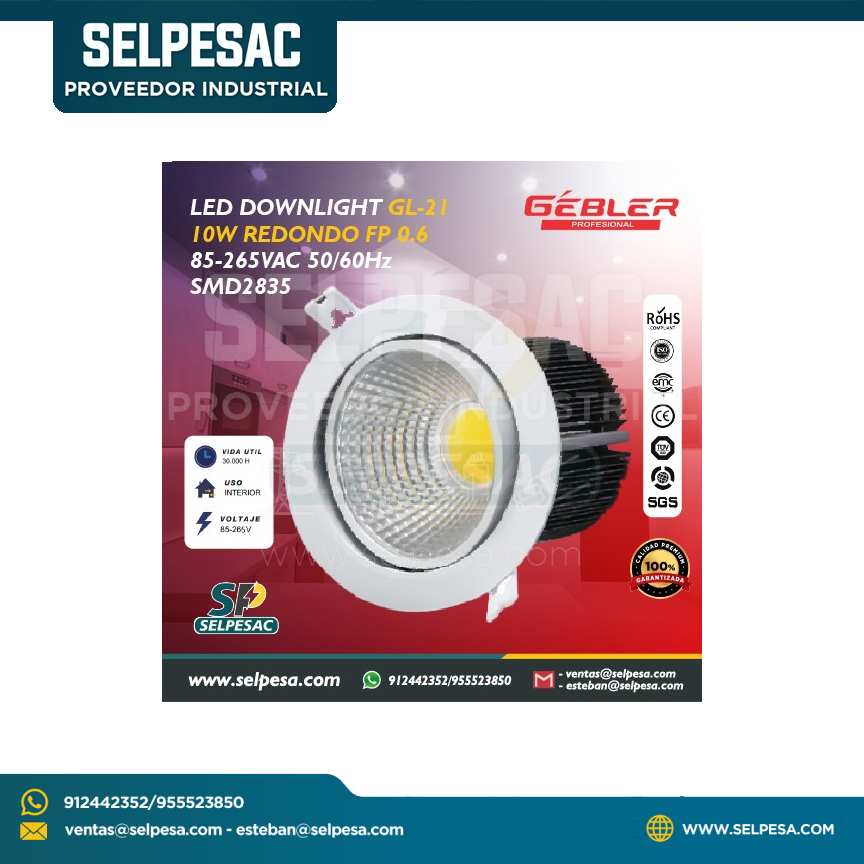 GEBLER  - LED DOWNLIGHT GL-21 10W REDONDO FP0.6 85-265VAC 50/60Hz
