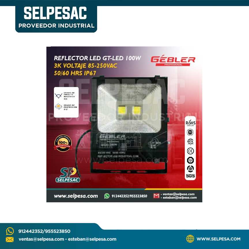 GEBLER - REFLECTOR LED GT-LED 100W 3K VOLTAJE 85-250VAC 50/60Hz IP67