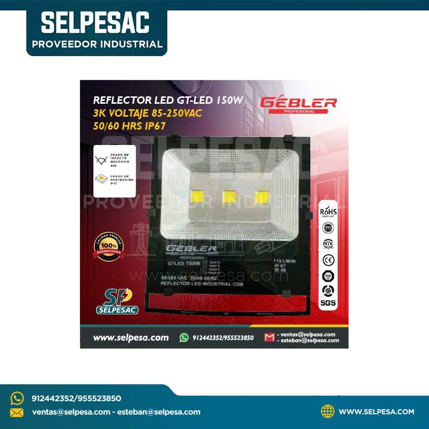 GEBLER - REFLECTOR LED GT-LED 150W 3K VOLTAJE 85-250VAC 50/60Hz IP67