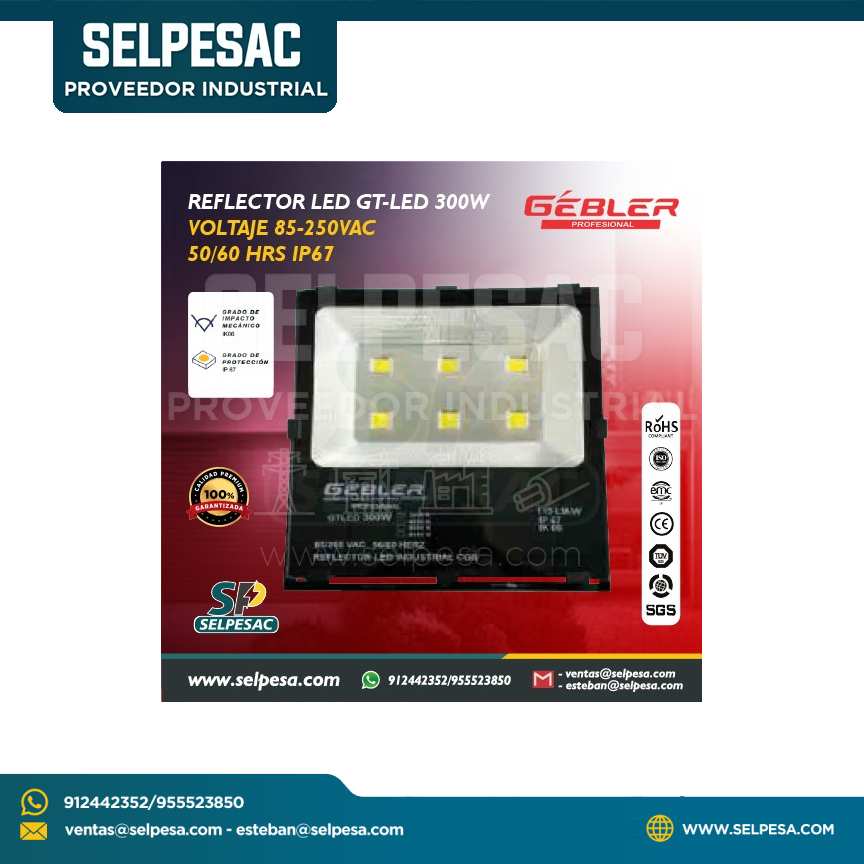 GEBLER - REFLECTOR LED GT-LED 300W 3K VOLTAJE 85-250VAC 50/60Hz IP67