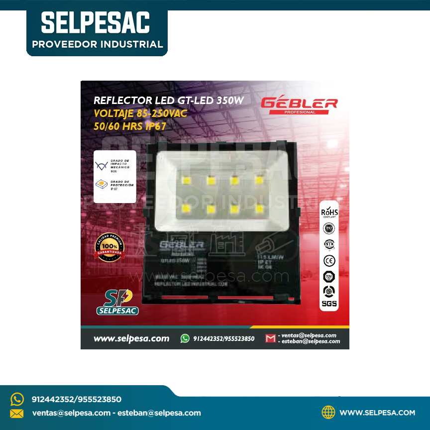 GEBLER - REFLECTOR LED GT-LED 350W 3K VOLTAJE 85-250VAC 50/60Hz IP67
