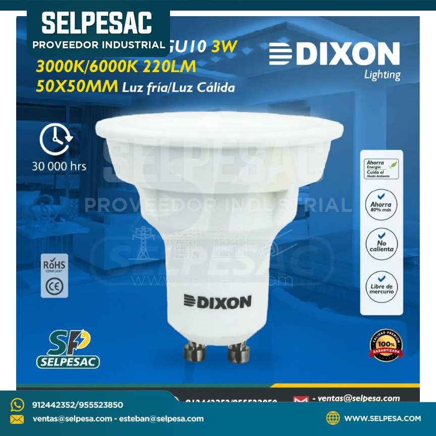 DIXON - DICROICO LED GU10 3W 3000K-6000K 220LM AC110-240V