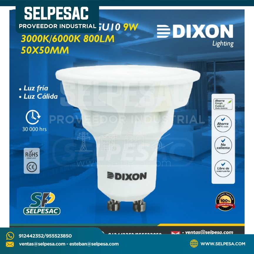 DIXON - DICROICO LED GU10 9W 3000K-6000K 800LM AC110-240V