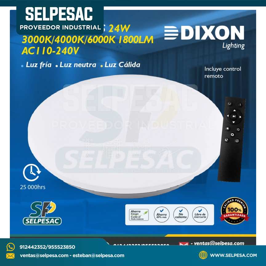 DIXON - PLAFÓN 3 LUCES 24W 3000K/4000K/6000K 1800LM AC110-240V