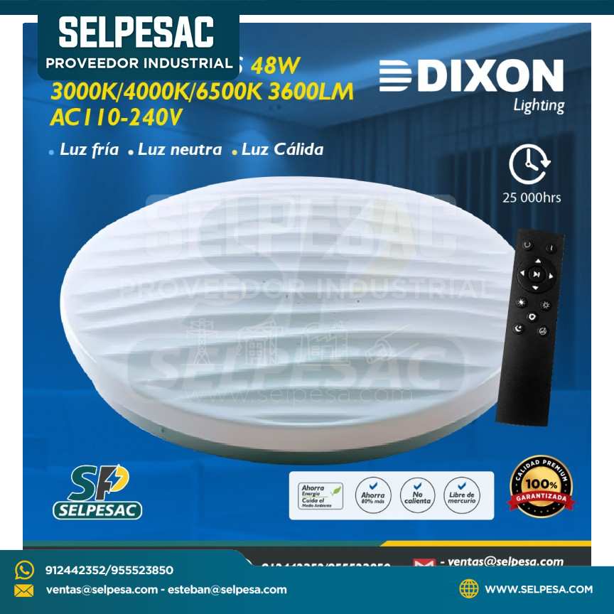 DIXON - PLAFÓN 3 LUCES 48W 3000K/4000K/6000K 3600LM AC110-240V