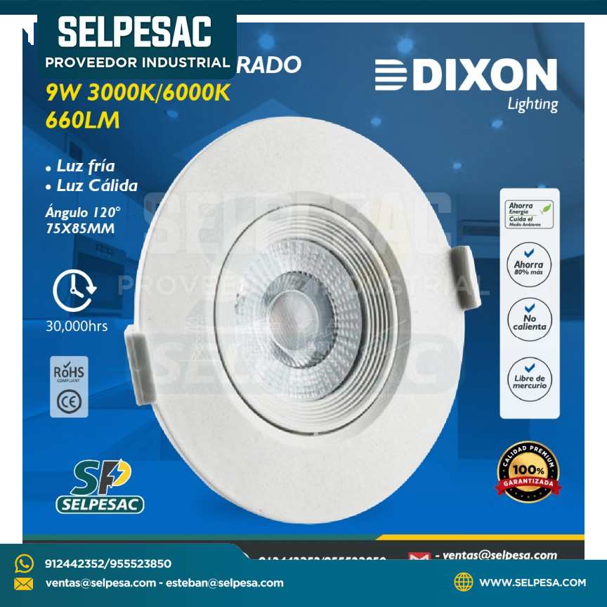 DIXON - LED SPOT INTEGRADO 9W 660LM 3000-6500K
