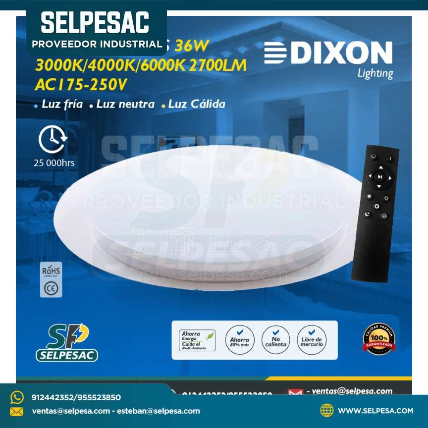DIXON - PLAFÓN 3 LUCES 36W 3000K/4000K/6000K 2700LM AC 175-250V