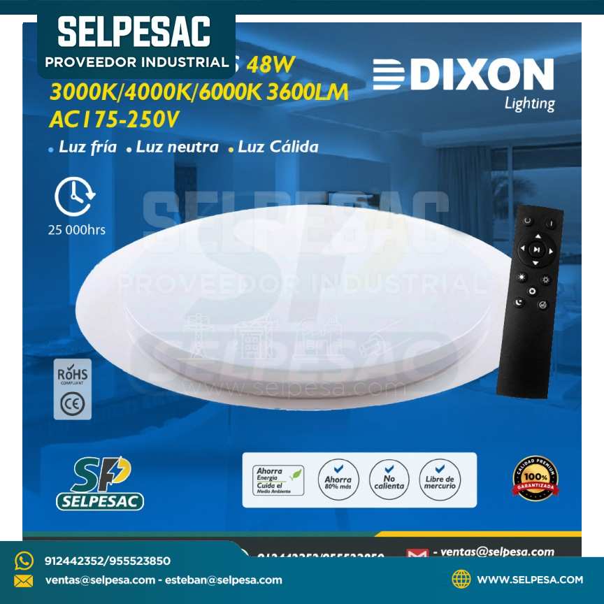 DIXON - PLAFÓN 3 LUCES 48W 3000/4000/6000K 3600LM