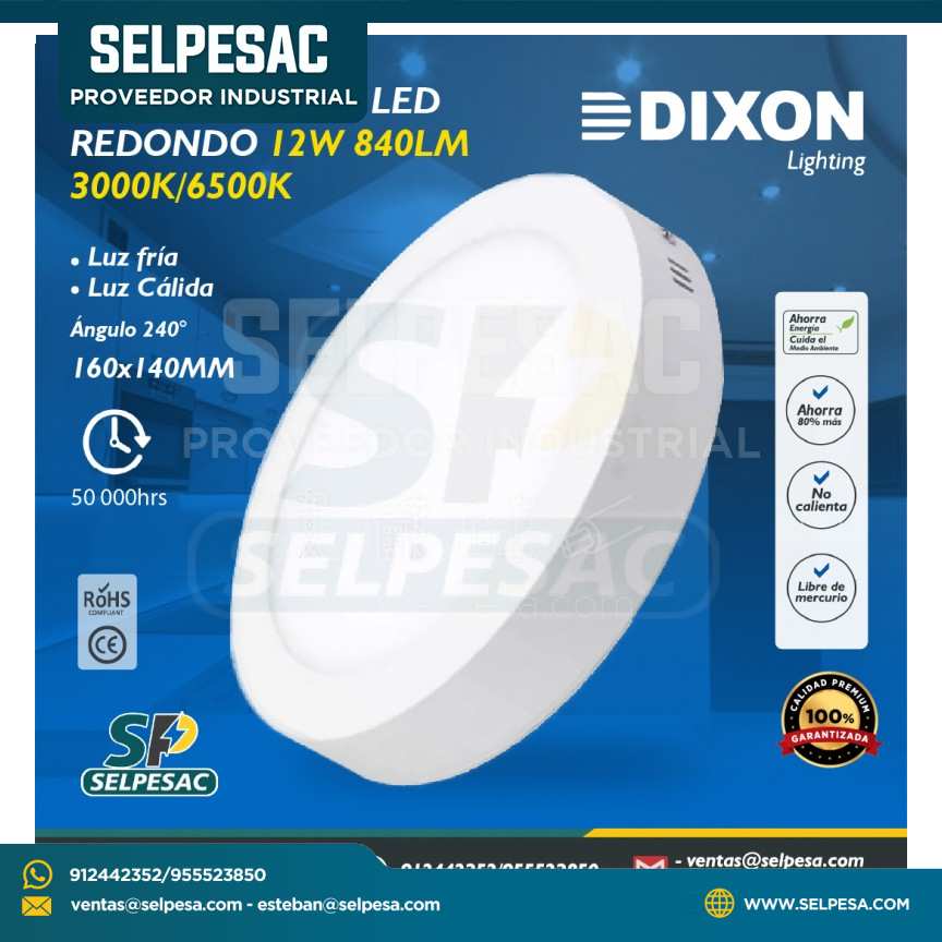 DIXON - SPOT ADOSABLE LED 12W 3000K/6500K 840LM LUZ FRÍA-CÁLIDA