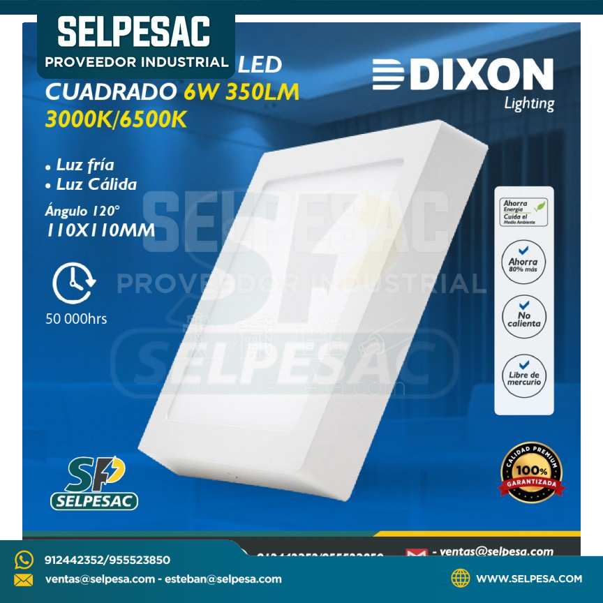 DIXON - SPOT ADOSABLE LED CUADRADO 6W 350LM 3000/6500K