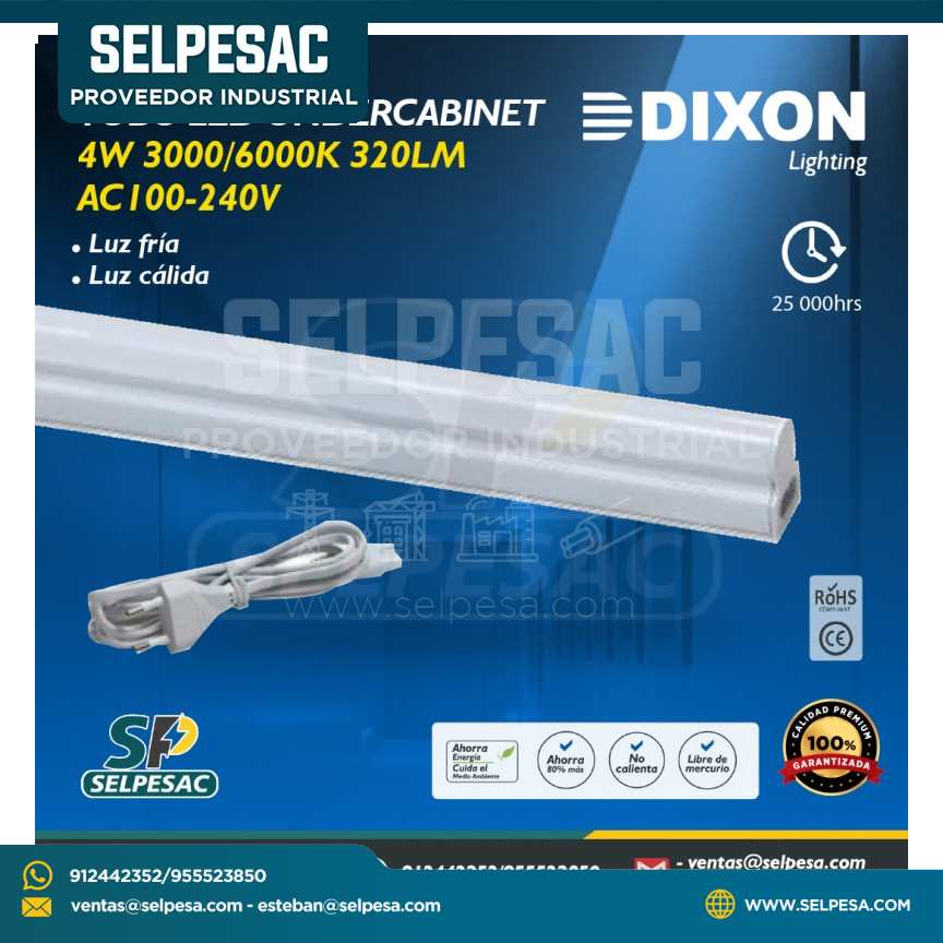 DIXON - TUBO LED UNDERCABINET 4W 3000-6000K 320LM AC 100-240V